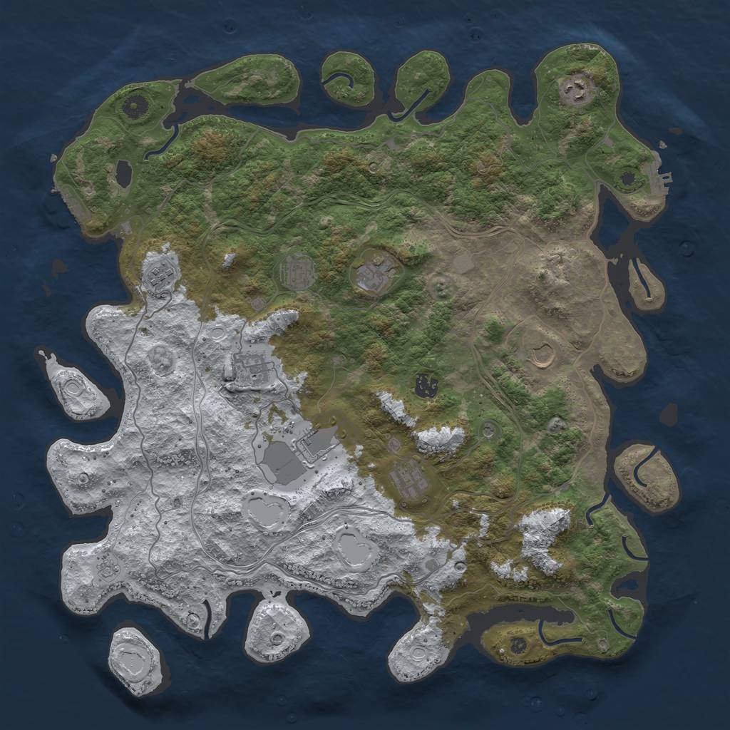 Rust Map: Procedural Map, Size: 4500, Seed: 41882091, 18 Monuments
