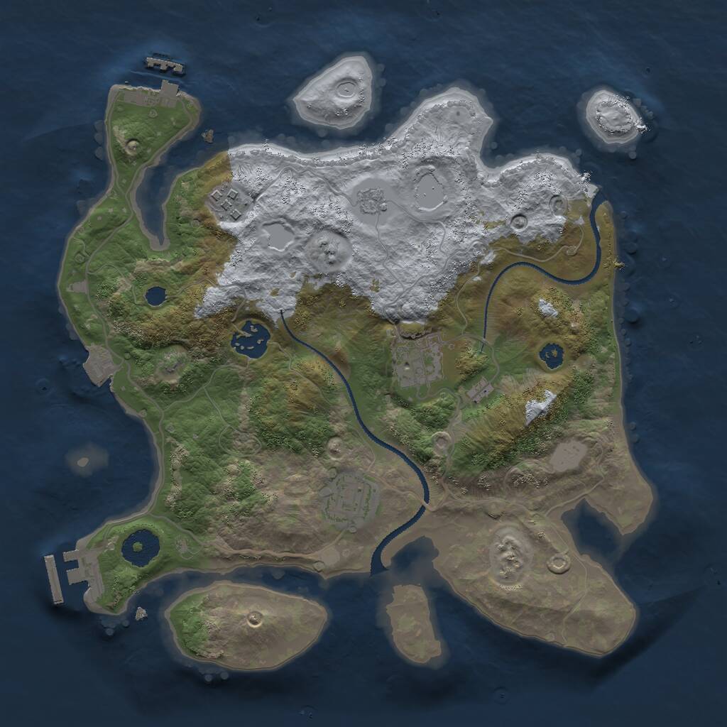 Rust Map: Procedural Map, Size: 3000, Seed: 1427193756, 8 Monuments