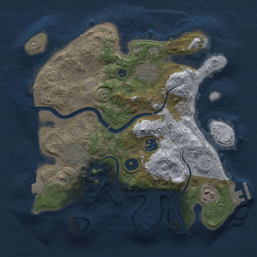 Rust Map: Procedural Map, Size: 3000, Seed: 2107640447, 10 Monuments
