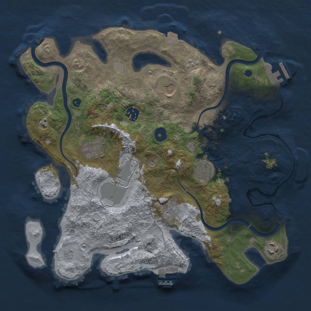 Rust Map: Procedural Map, Size: 3500, Seed: 1931, 14 Monuments