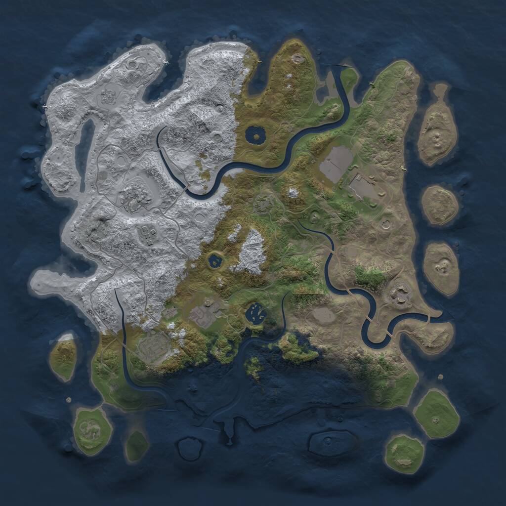 Rust Map: Procedural Map, Size: 3750, Seed: 1261406392, 11 Monuments