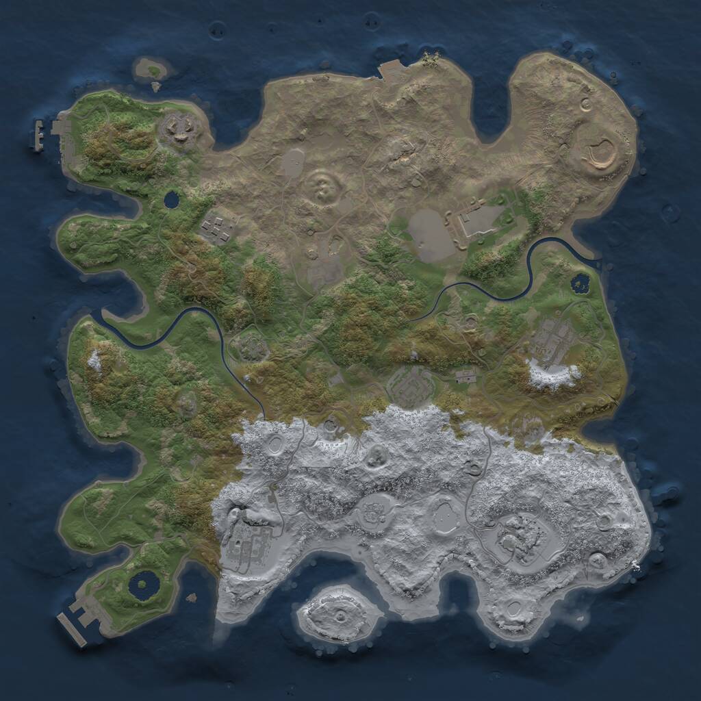 Rust Map: Procedural Map, Size: 3550, Seed: 2055321741, 15 Monuments