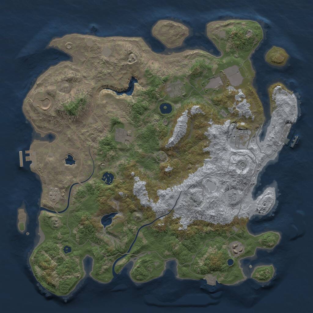 Rust Map: Procedural Map, Size: 4000, Seed: 166108, 14 Monuments