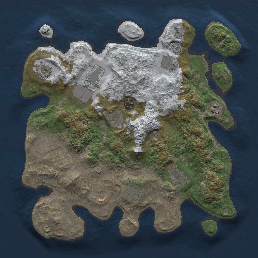 Rust Map: Barren, Size: 3500, Seed: 1730744195, 14 Monuments
