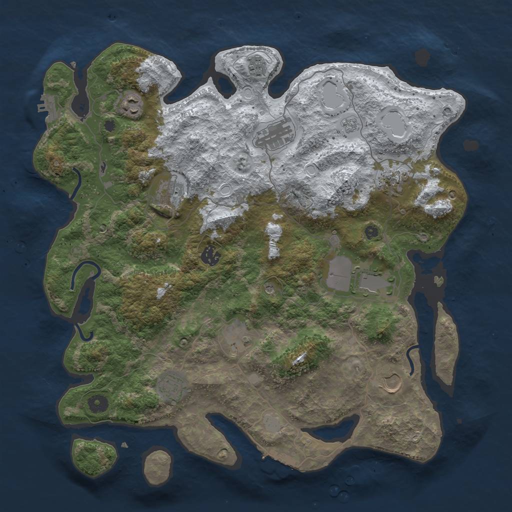 Rust Map: Procedural Map, Size: 3950, Seed: 1022277915, 19 Monuments