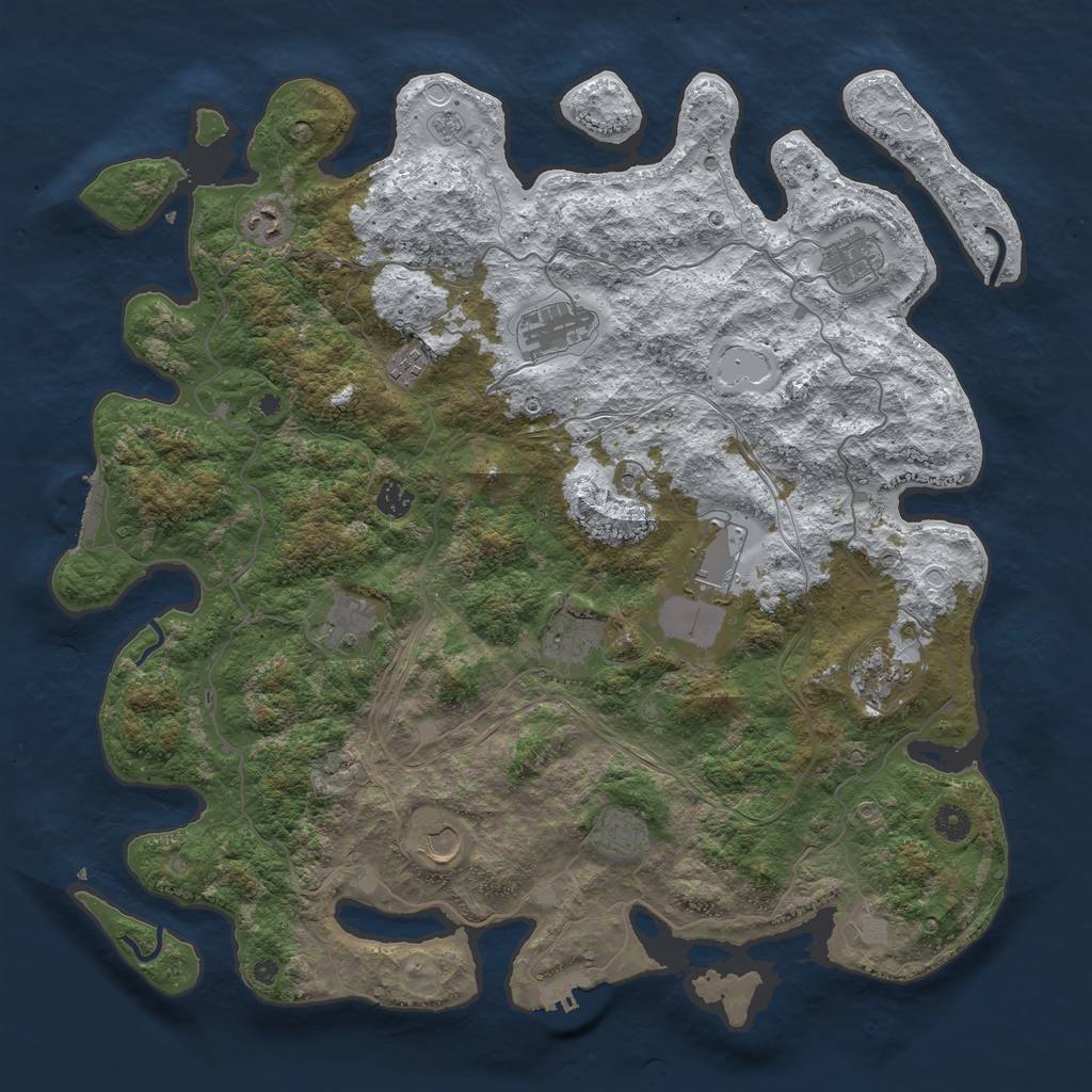 Rust Map: Procedural Map, Size: 4500, Seed: 1102059717, 20 Monuments