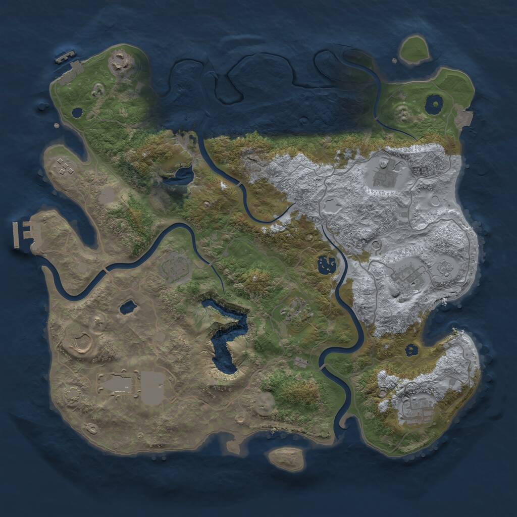 Rust Map: Procedural Map, Size: 4000, Seed: 173451, 16 Monuments