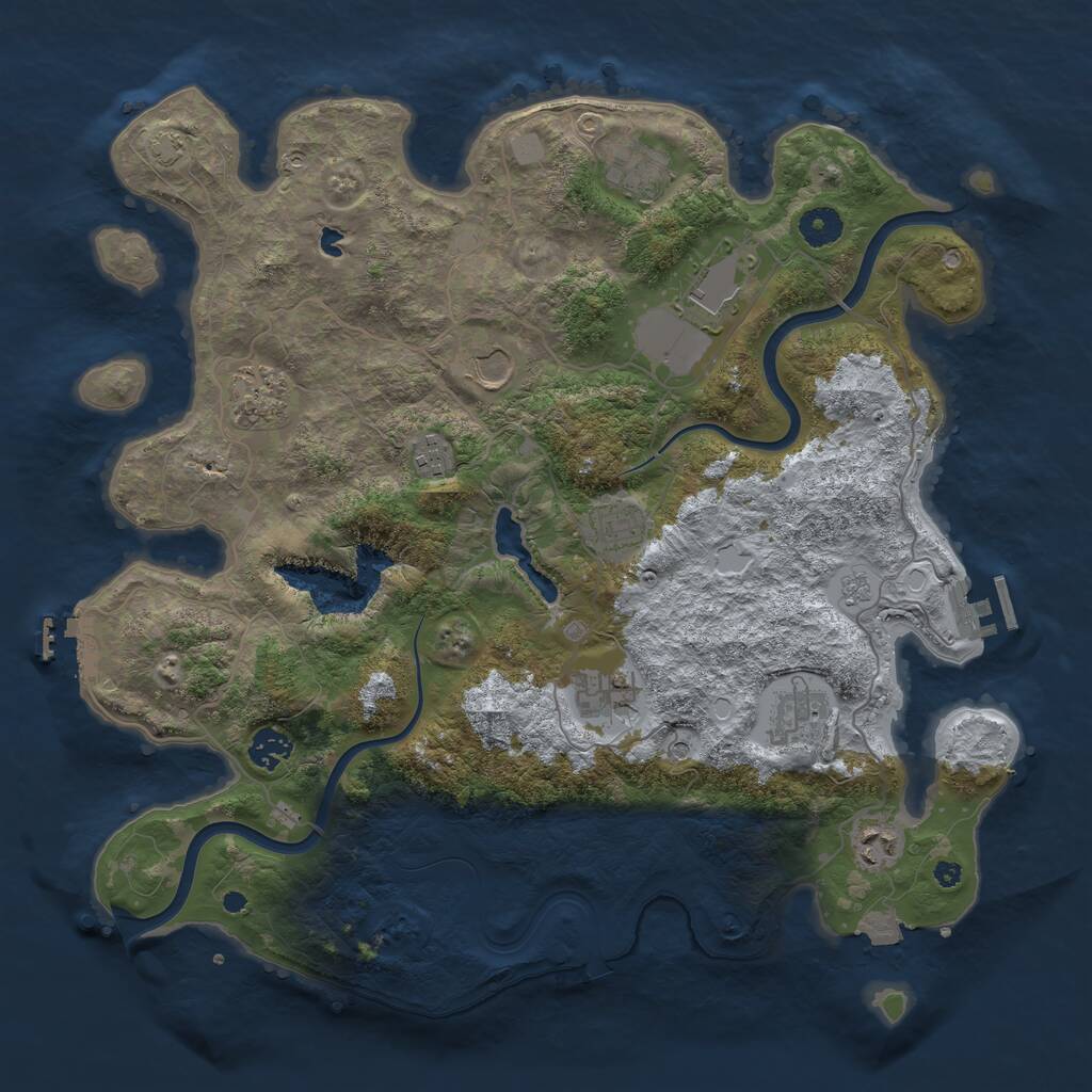 Rust Map: Procedural Map, Size: 4000, Seed: 973507, 16 Monuments
