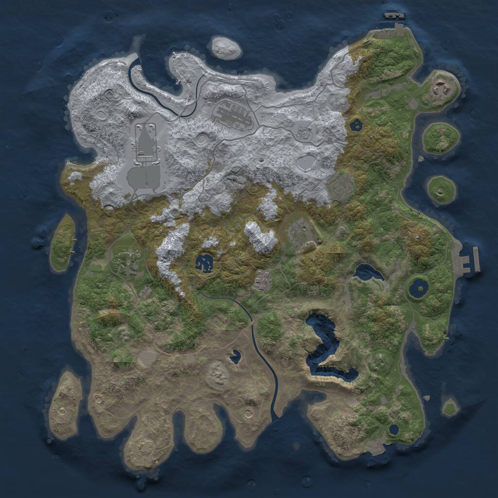 Rust Map: Procedural Map, Size: 4000, Seed: 456487787, 14 Monuments