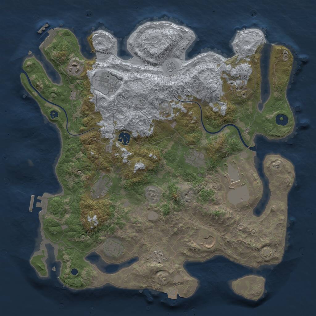 Rust Map: Procedural Map, Size: 3850, Seed: 131754397, 16 Monuments