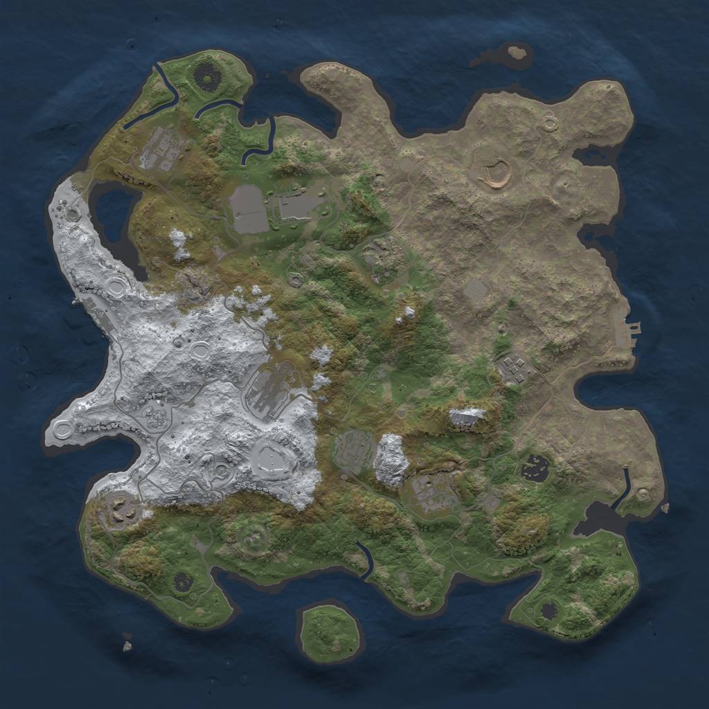 Rust Map: Procedural Map, Size: 3800, Seed: 1235005301, 19 Monuments
