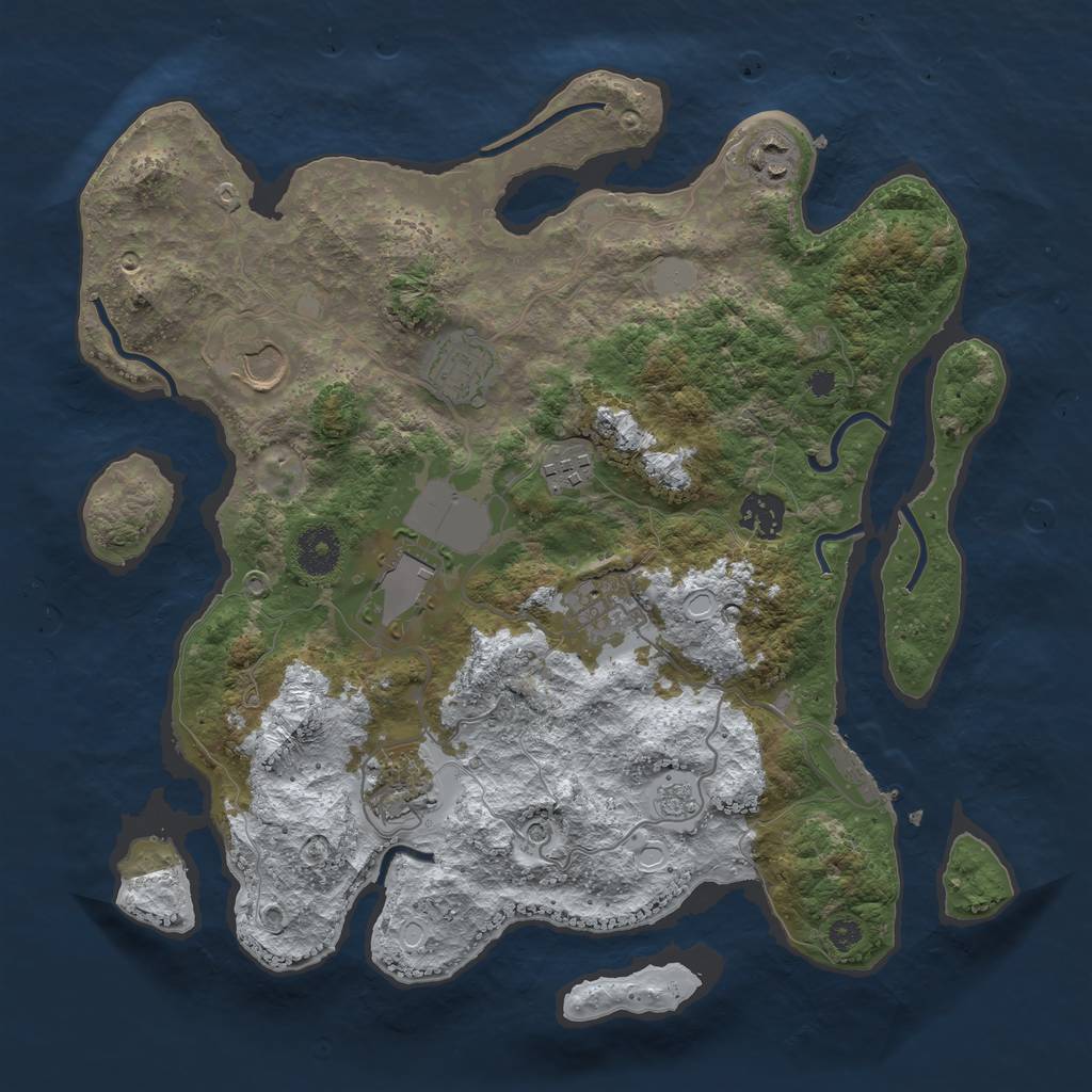 Rust Map: Procedural Map, Size: 3500, Seed: 872438742, 16 Monuments