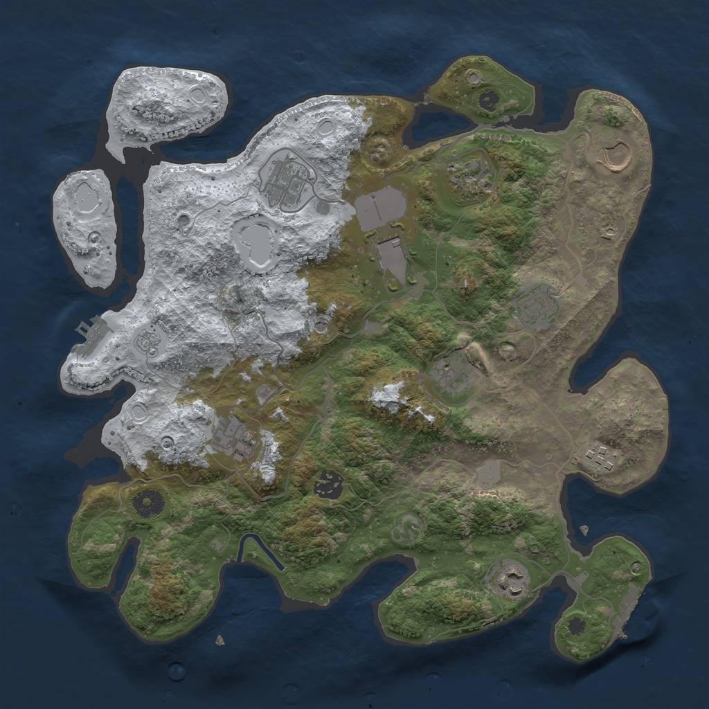 Rust Map: Procedural Map, Size: 3600, Seed: 8, 19 Monuments