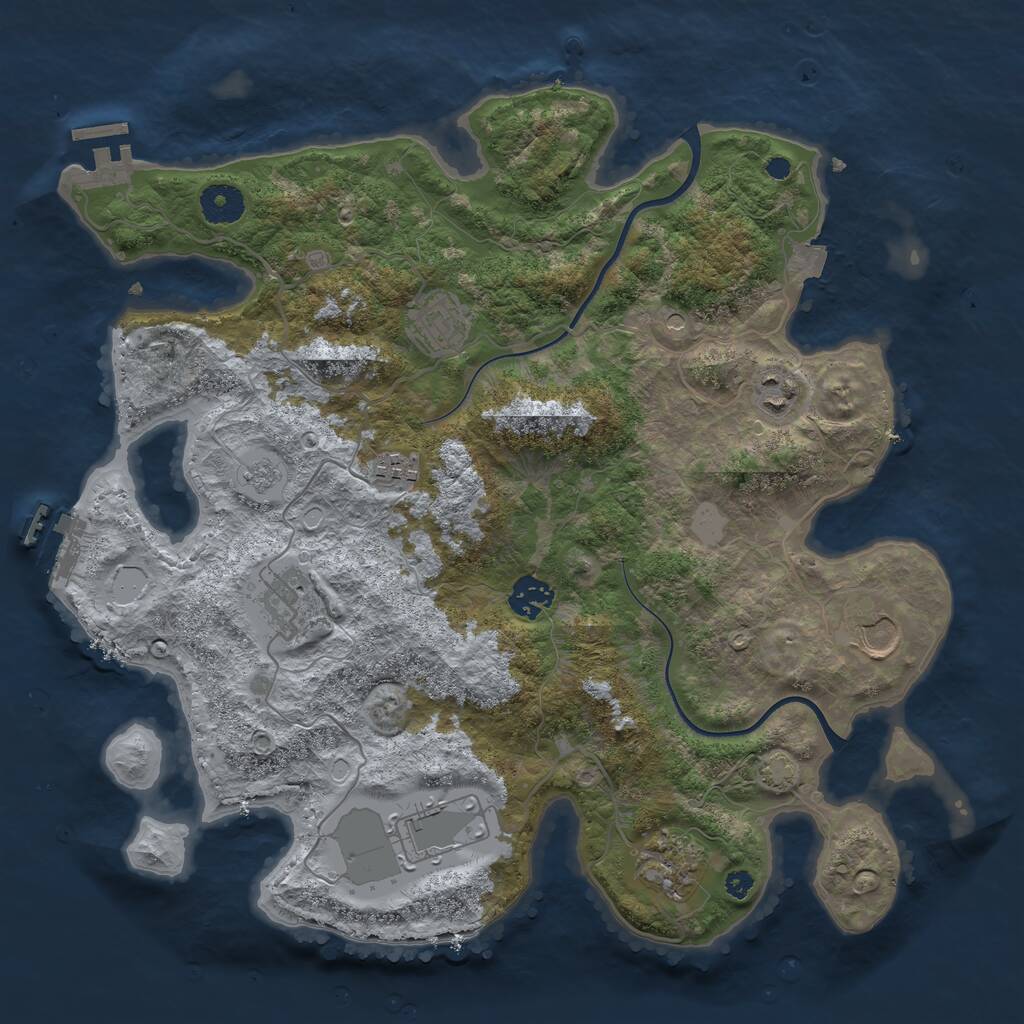 Rust Map: Procedural Map, Size: 3650, Seed: 540132170, 14 Monuments