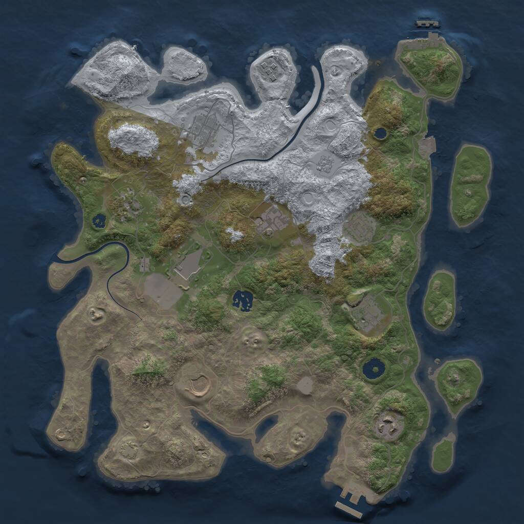 Rust Map: Procedural Map, Size: 3700, Seed: 233, 15 Monuments