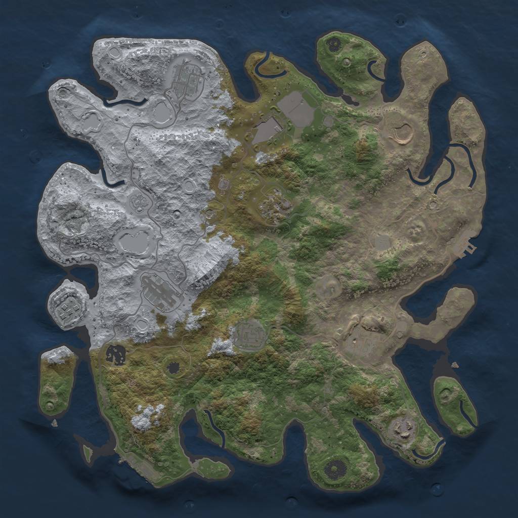 Rust Map: Procedural Map, Size: 3700, Seed: 750899630, 19 Monuments