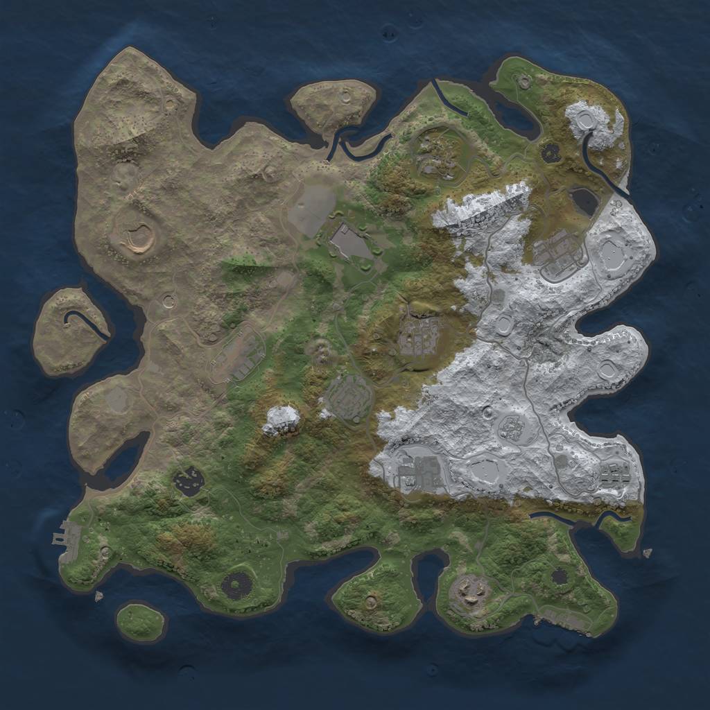 Rust Map: Procedural Map, Size: 3700, Seed: 1170727875, 20 Monuments