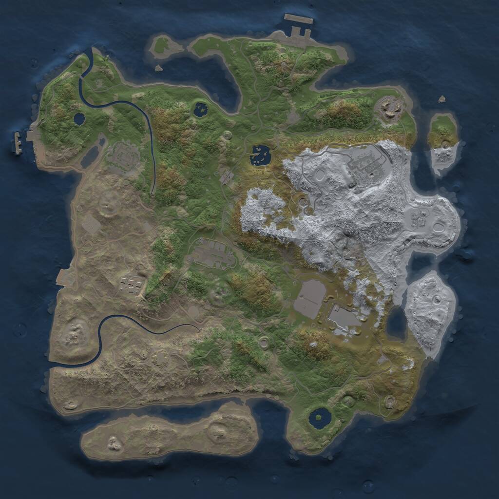 Rust Map: Procedural Map, Size: 3500, Seed: 1618625423, 13 Monuments