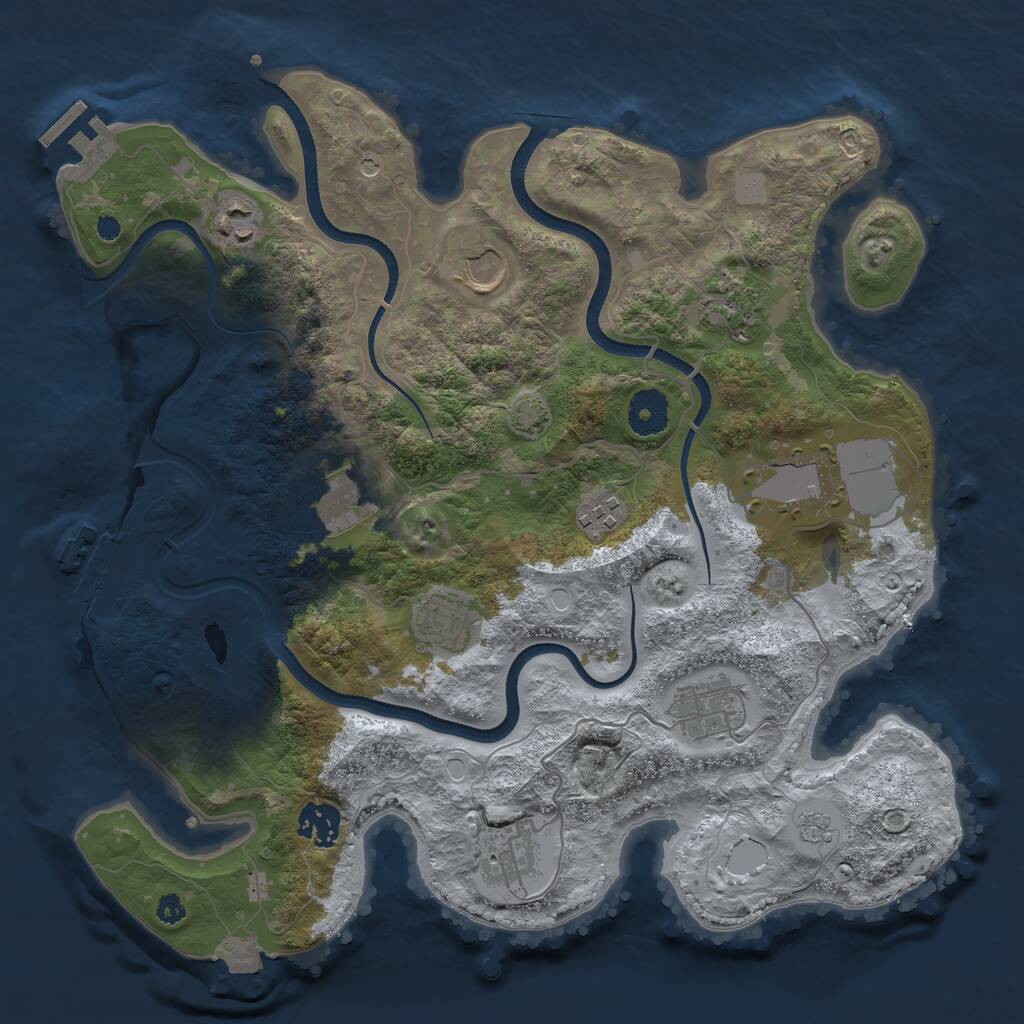 Rust Map: Procedural Map, Size: 3500, Seed: 1200382686, 16 Monuments