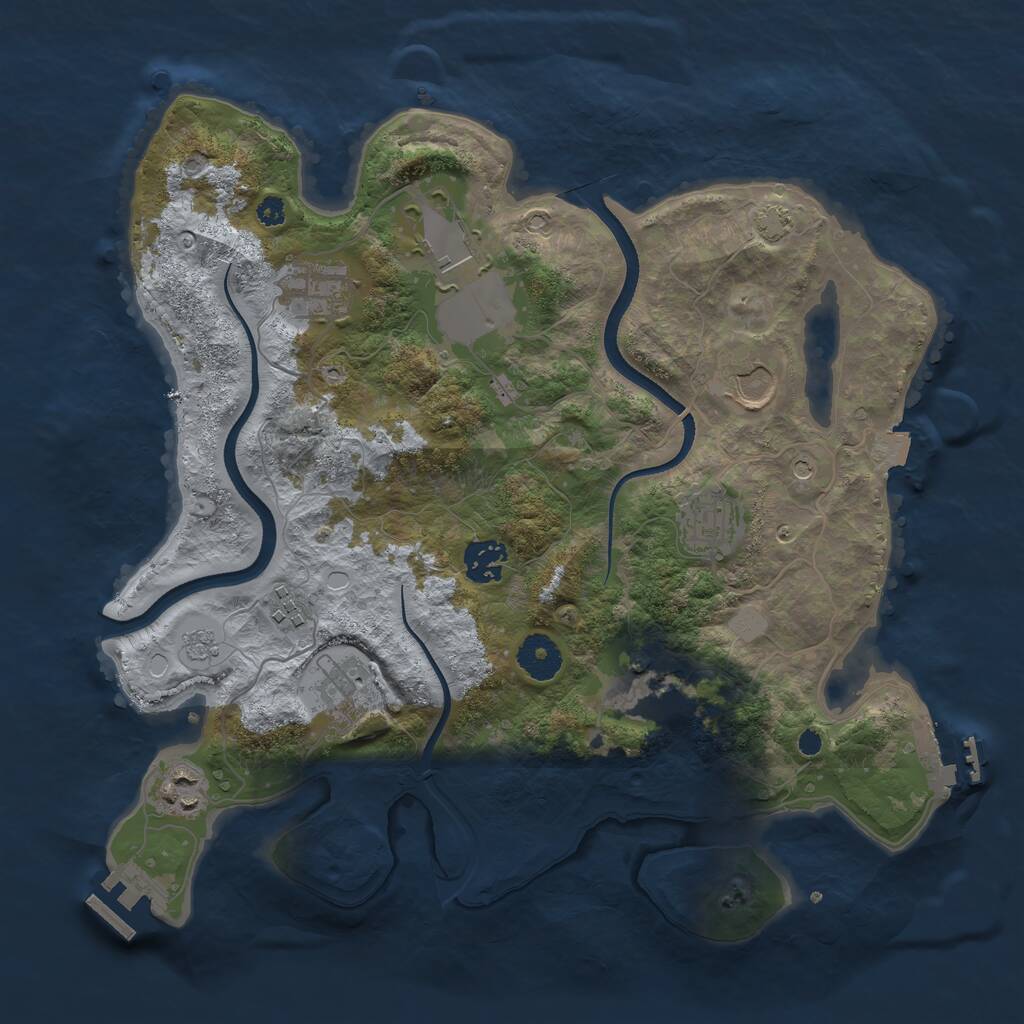 Rust Map: Procedural Map, Size: 3500, Seed: 1413944655, 15 Monuments