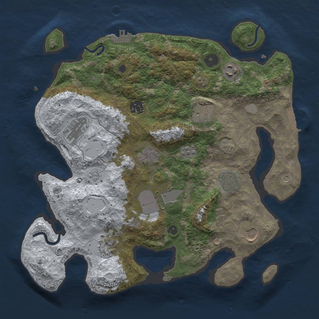 Rust Map: Procedural Map, Size: 3500, Seed: 414013073, 19 Monuments