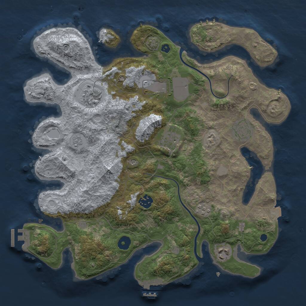 Rust Map: Procedural Map, Size: 3500, Seed: 1286520741, 13 Monuments