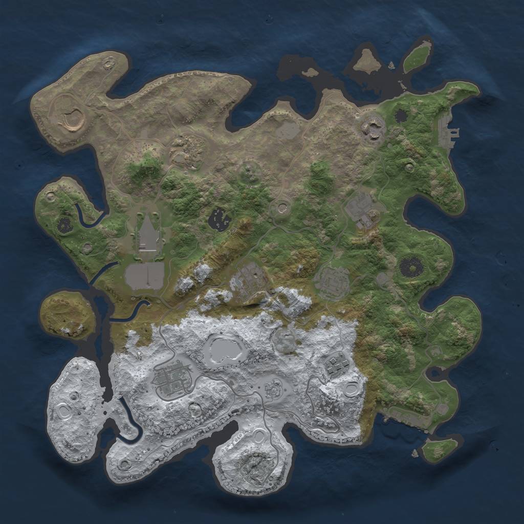 Rust Map: Procedural Map, Size: 3500, Seed: 1987568597, 19 Monuments