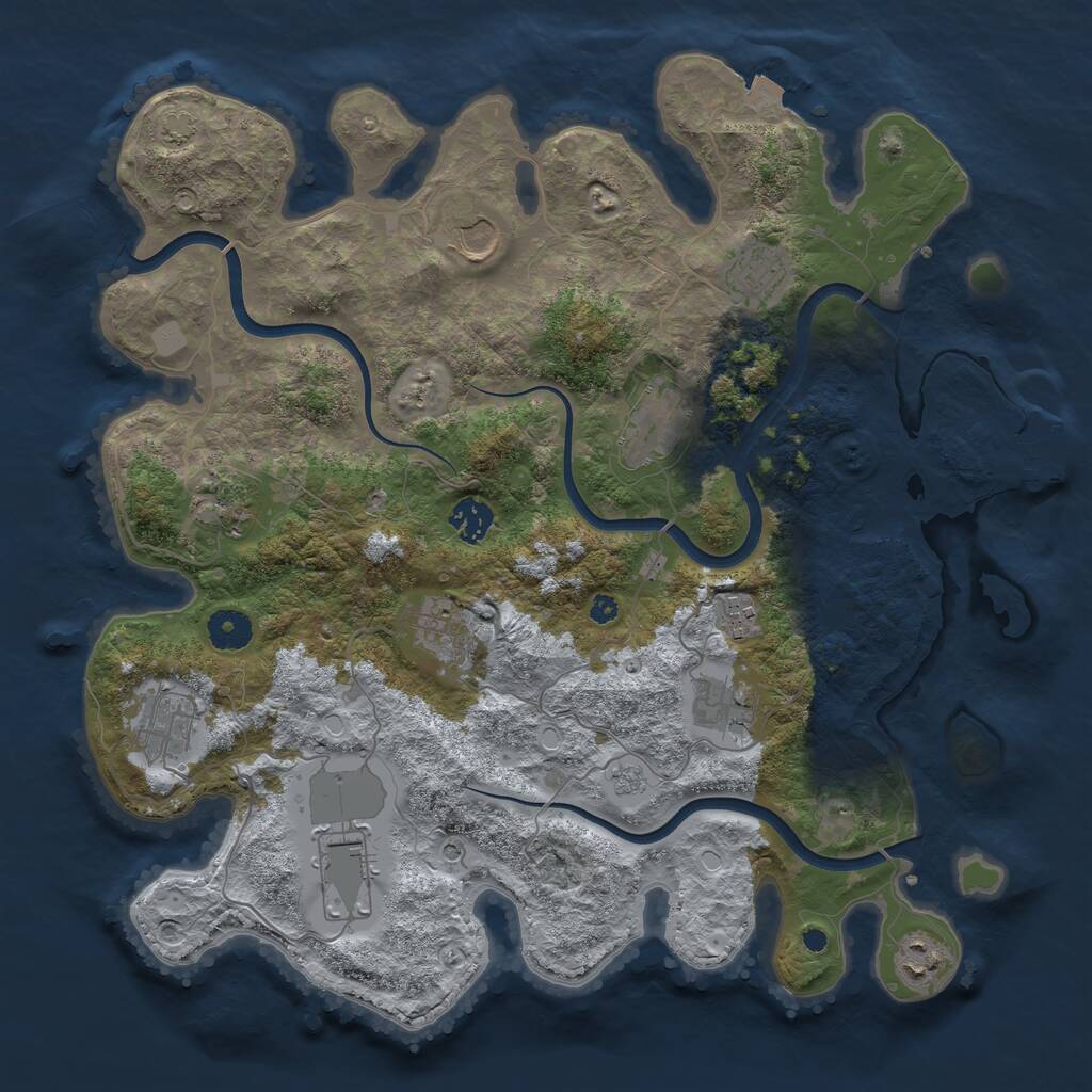 Rust Map: Procedural Map, Size: 3850, Seed: 208036113, 16 Monuments
