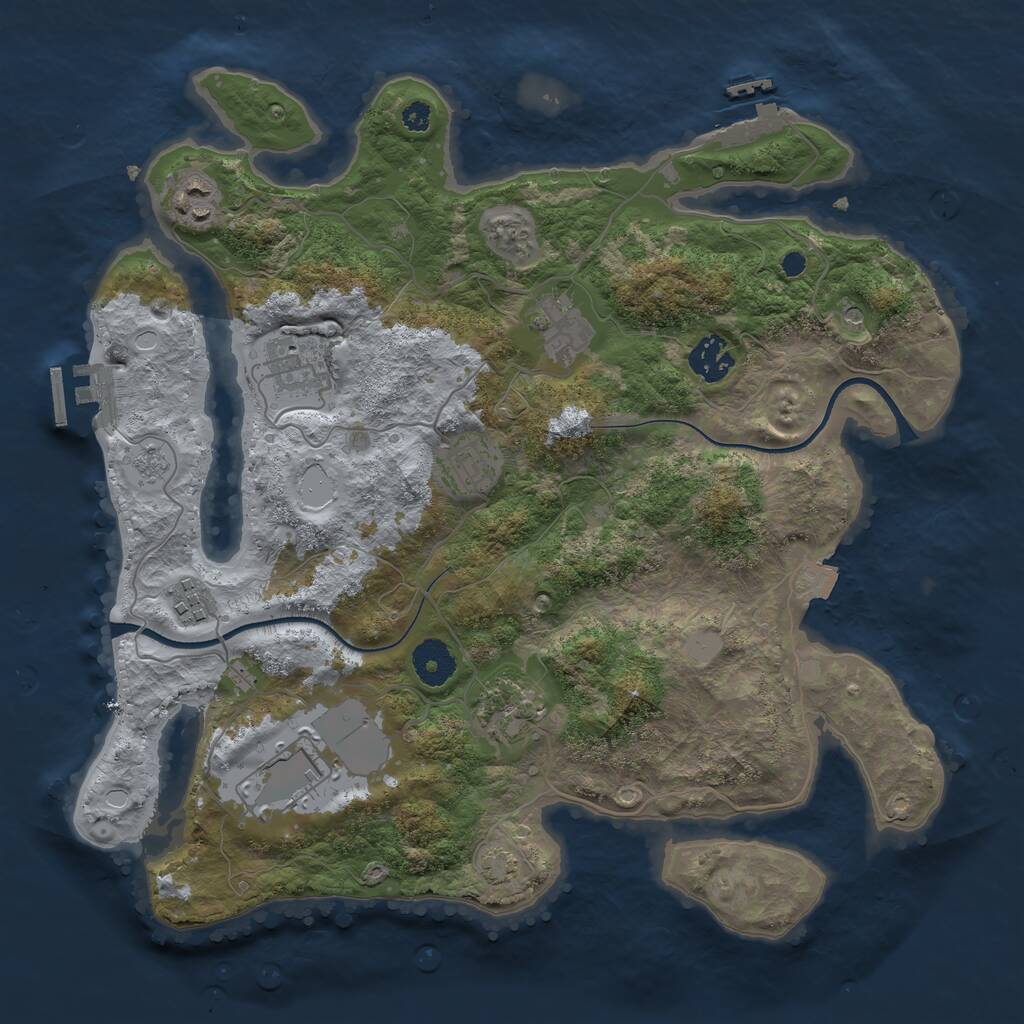 Rust Map: Procedural Map, Size: 3500, Seed: 665392, 14 Monuments