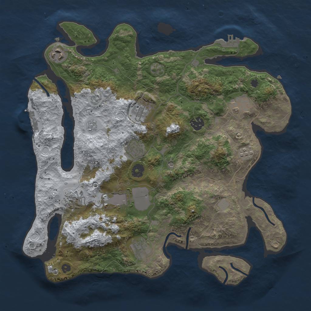 Rust Map: Procedural Map, Size: 3500, Seed: 665392, 18 Monuments