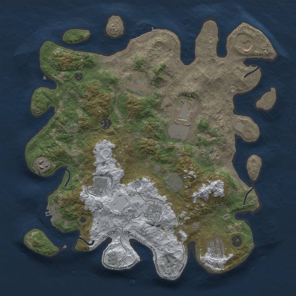 Rust Map: Procedural Map, Size: 3950, Seed: 1801712810, 20 Monuments