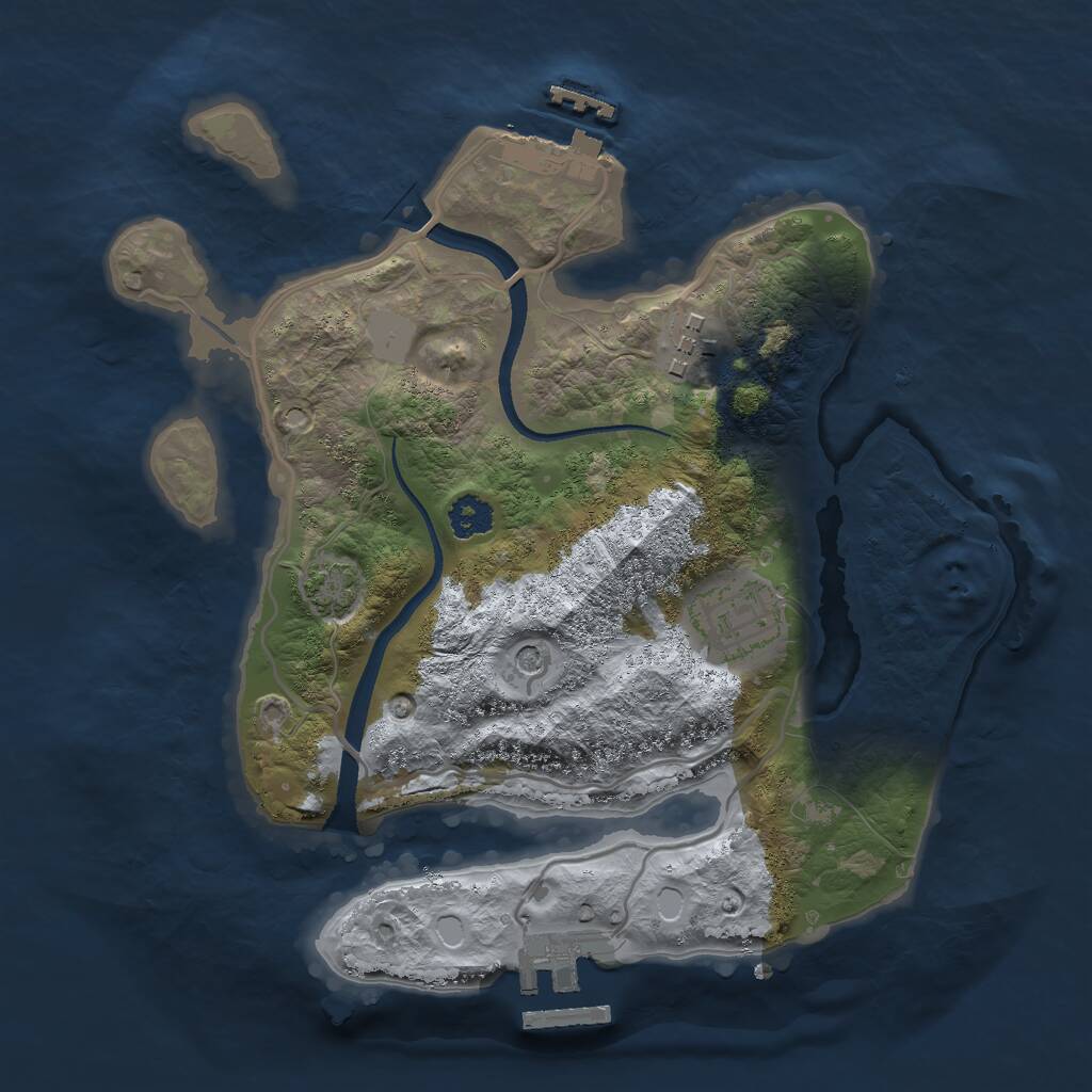 Rust Map: Procedural Map, Size: 2500, Seed: 2061302115, 7 Monuments