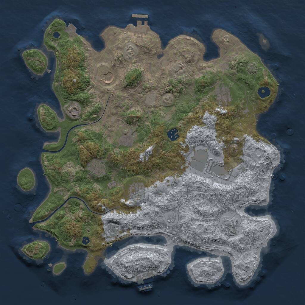 Rust Map: Procedural Map, Size: 3850, Seed: 184748356, 16 Monuments