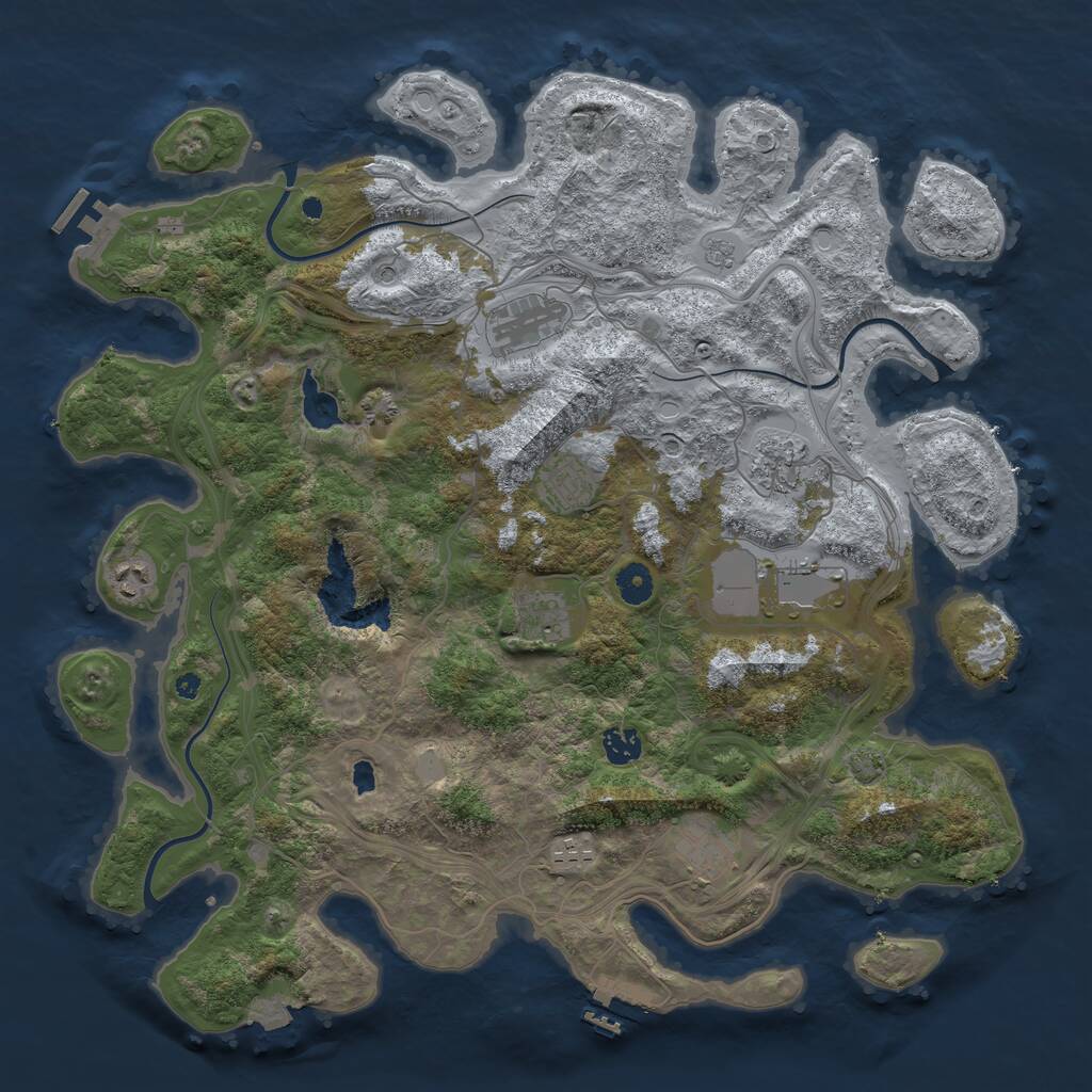 Rust Map: Procedural Map, Size: 4250, Seed: 1105222774, 15 Monuments