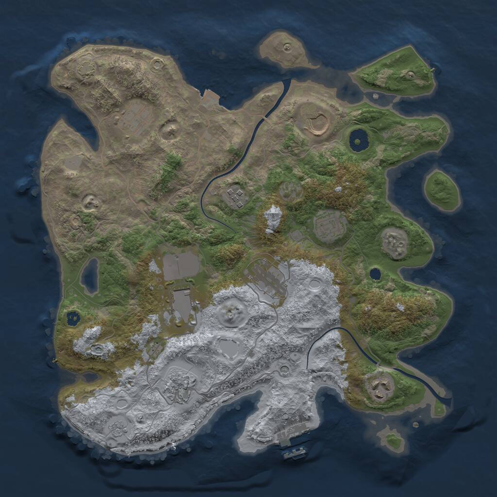 Rust Map: Procedural Map, Size: 3500, Seed: 1073924371, 13 Monuments