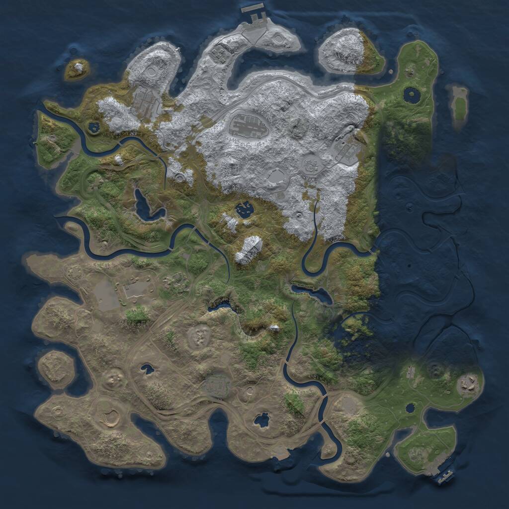 Rust Map: Procedural Map, Size: 4500, Seed: 1728569, 16 Monuments