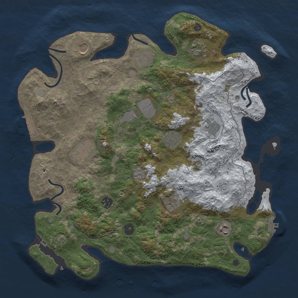 Rust Map: Procedural Map, Size: 4000, Seed: 609186, 20 Monuments