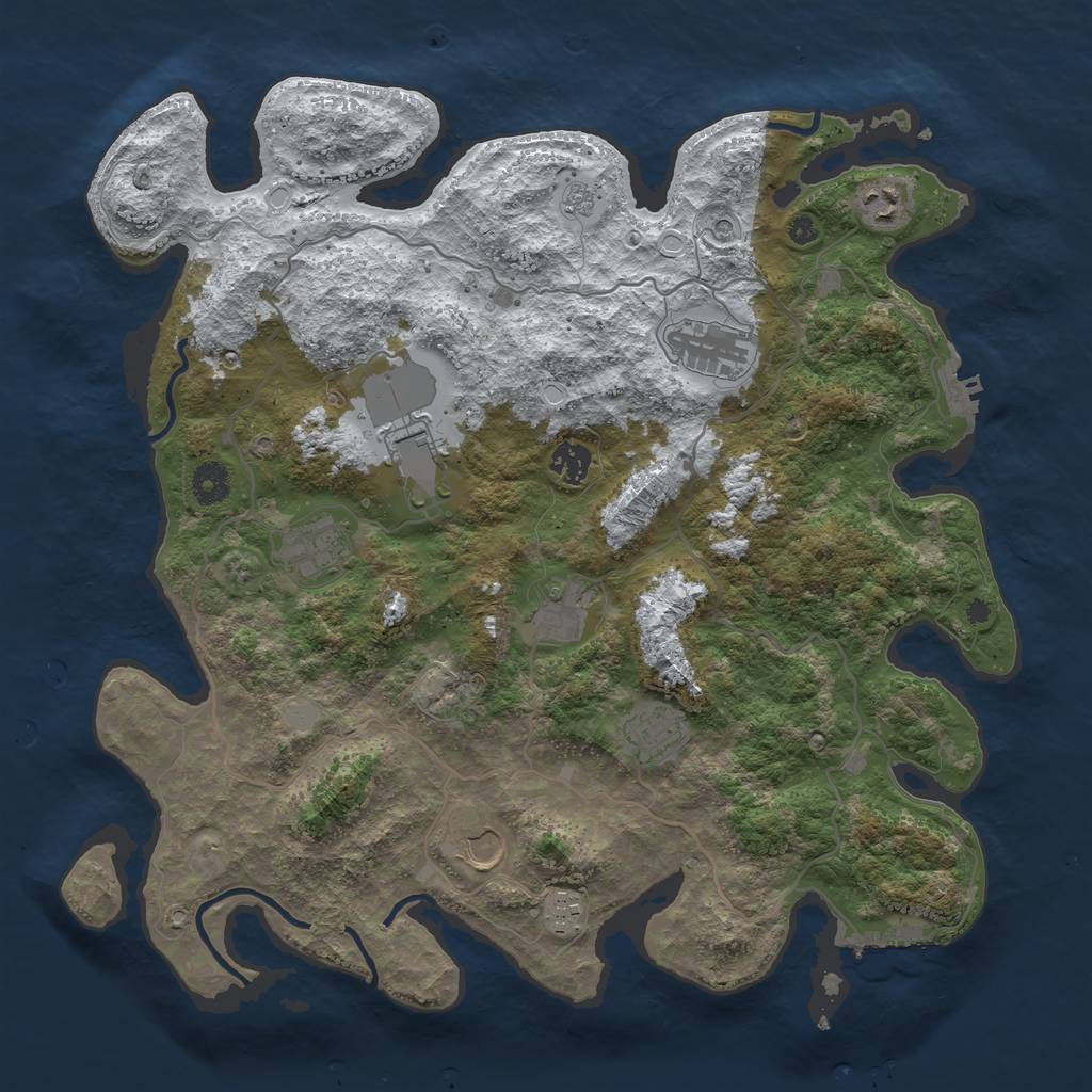 Rust Map: Procedural Map, Size: 4000, Seed: 251005, 18 Monuments