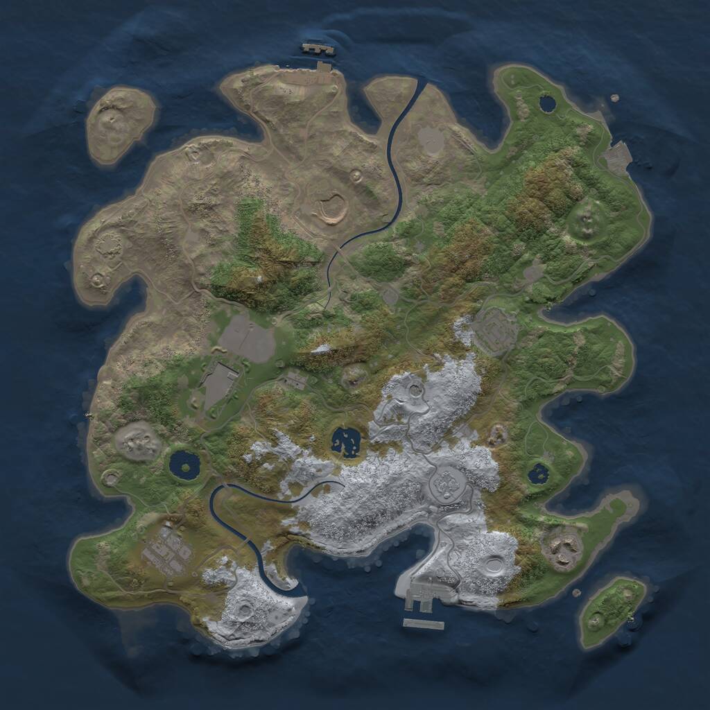 Rust Map: Procedural Map, Size: 3500, Seed: 9622, 12 Monuments