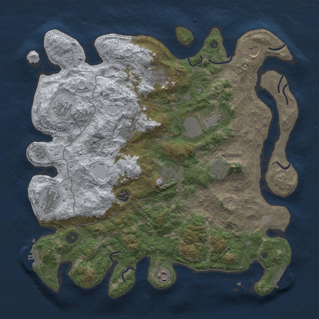 Rust Map: Procedural Map, Size: 4050, Seed: 431779581, 20 Monuments