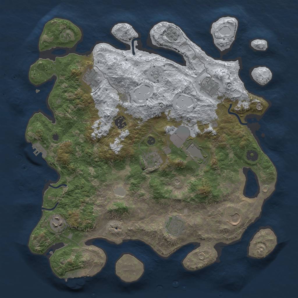 Rust Map: Procedural Map, Size: 3750, Seed: 1508005819, 18 Monuments