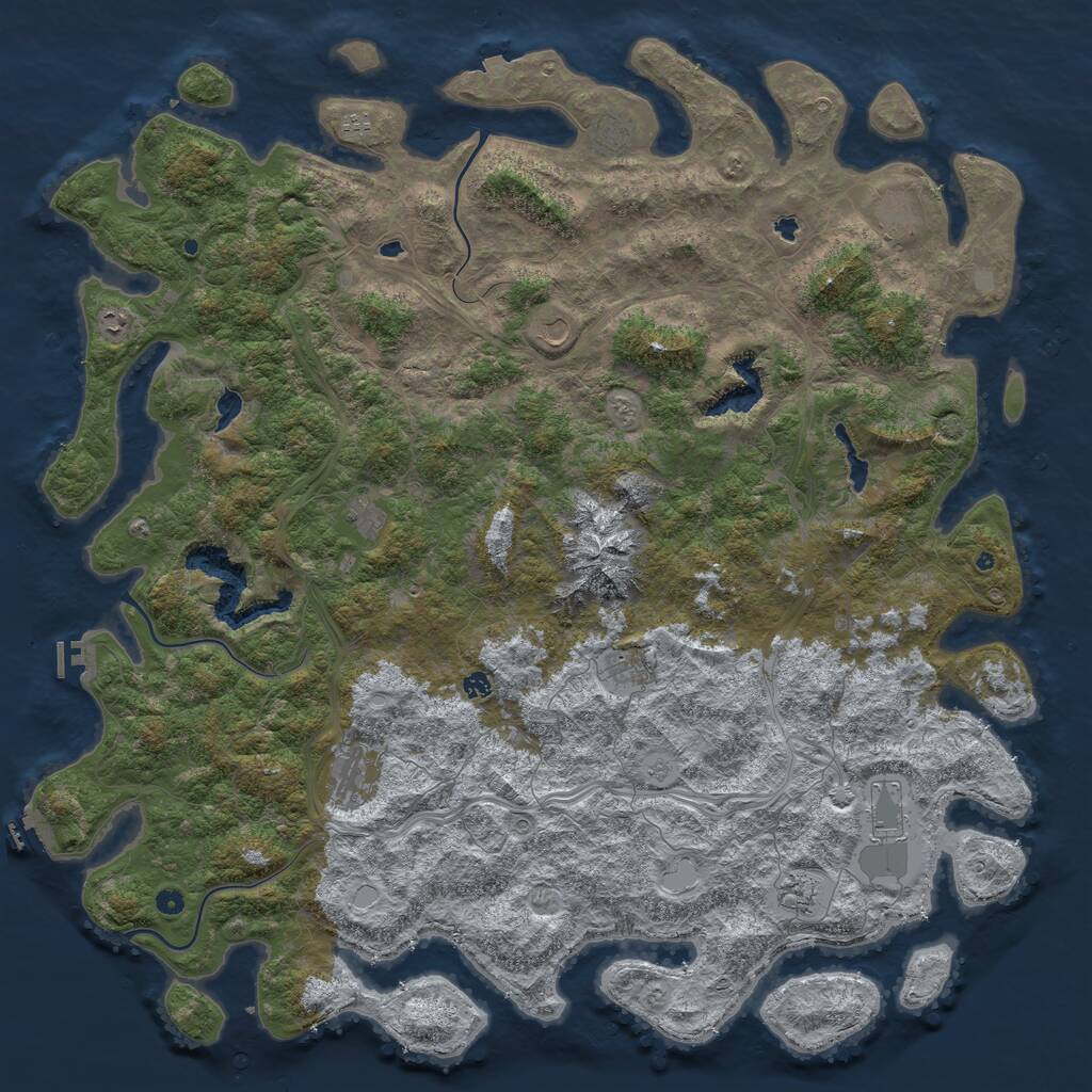 Rust Map: Procedural Map, Size: 6000, Seed: 4545, 17 Monuments