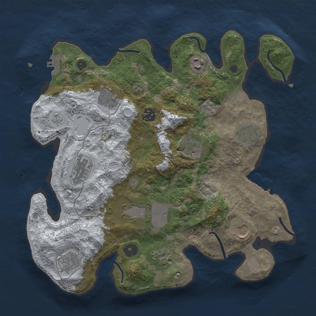 Rust Map: Procedural Map, Size: 3500, Seed: 1849206022, 20 Monuments