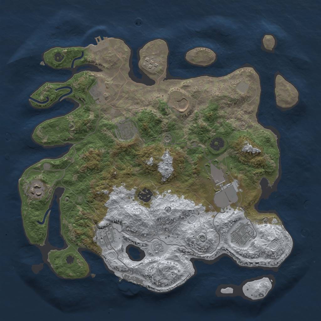 Rust Map: Procedural Map, Size: 3500, Seed: 39845689, 18 Monuments