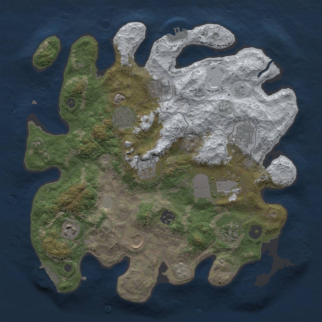 Rust Map: Procedural Map, Size: 3500, Seed: 96587220, 19 Monuments