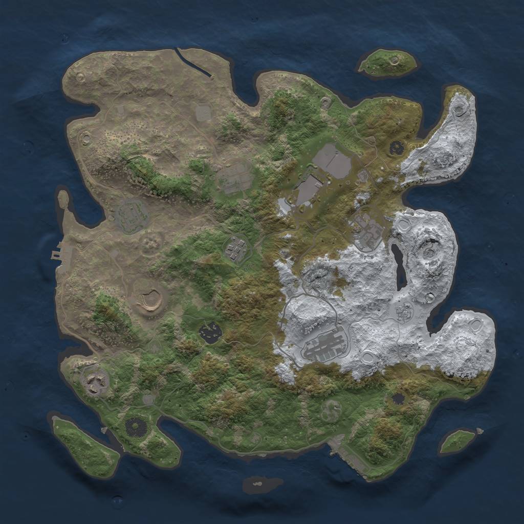 Rust Map: Procedural Map, Size: 3700, Seed: 834306738, 18 Monuments