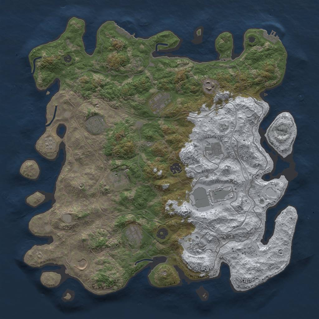 Rust Map: Procedural Map, Size: 4250, Seed: 566785380, 20 Monuments