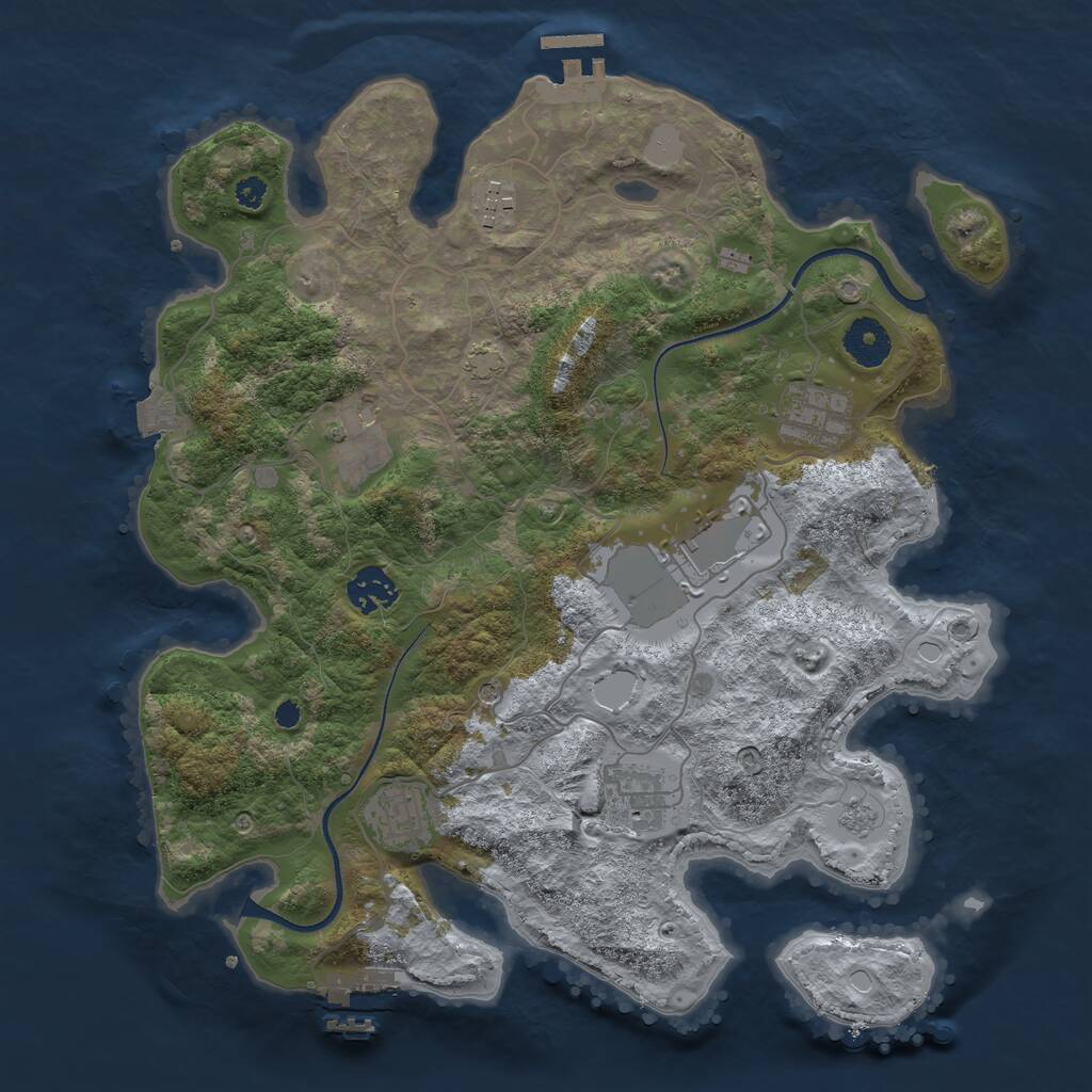 Rust Map: Procedural Map, Size: 3500, Seed: 4455, 13 Monuments