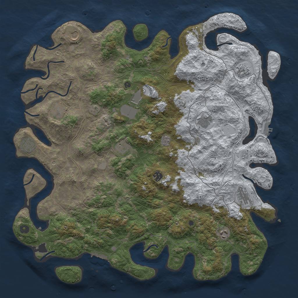 Rust Map: Procedural Map, Size: 4800, Seed: 1689736843, 20 Monuments