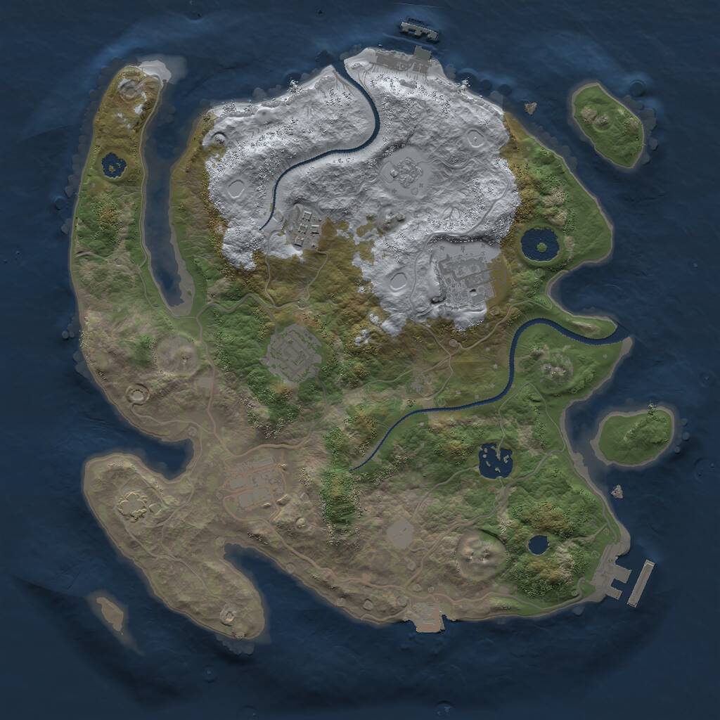 Rust Map: Procedural Map, Size: 3000, Seed: 1338614723, 10 Monuments